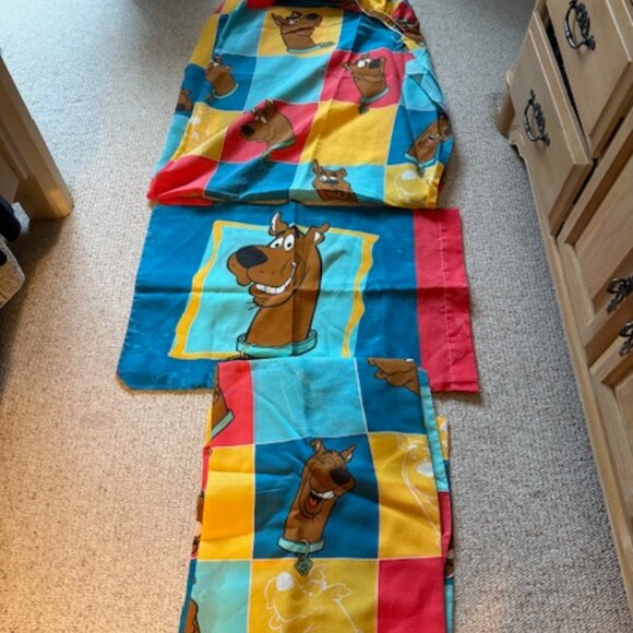 Vintage 1999 Scooby Doo Twin Sheet Set Flat/Fitted/Pillowcase Hanna Barbera 3pc - Picture 1 of 5